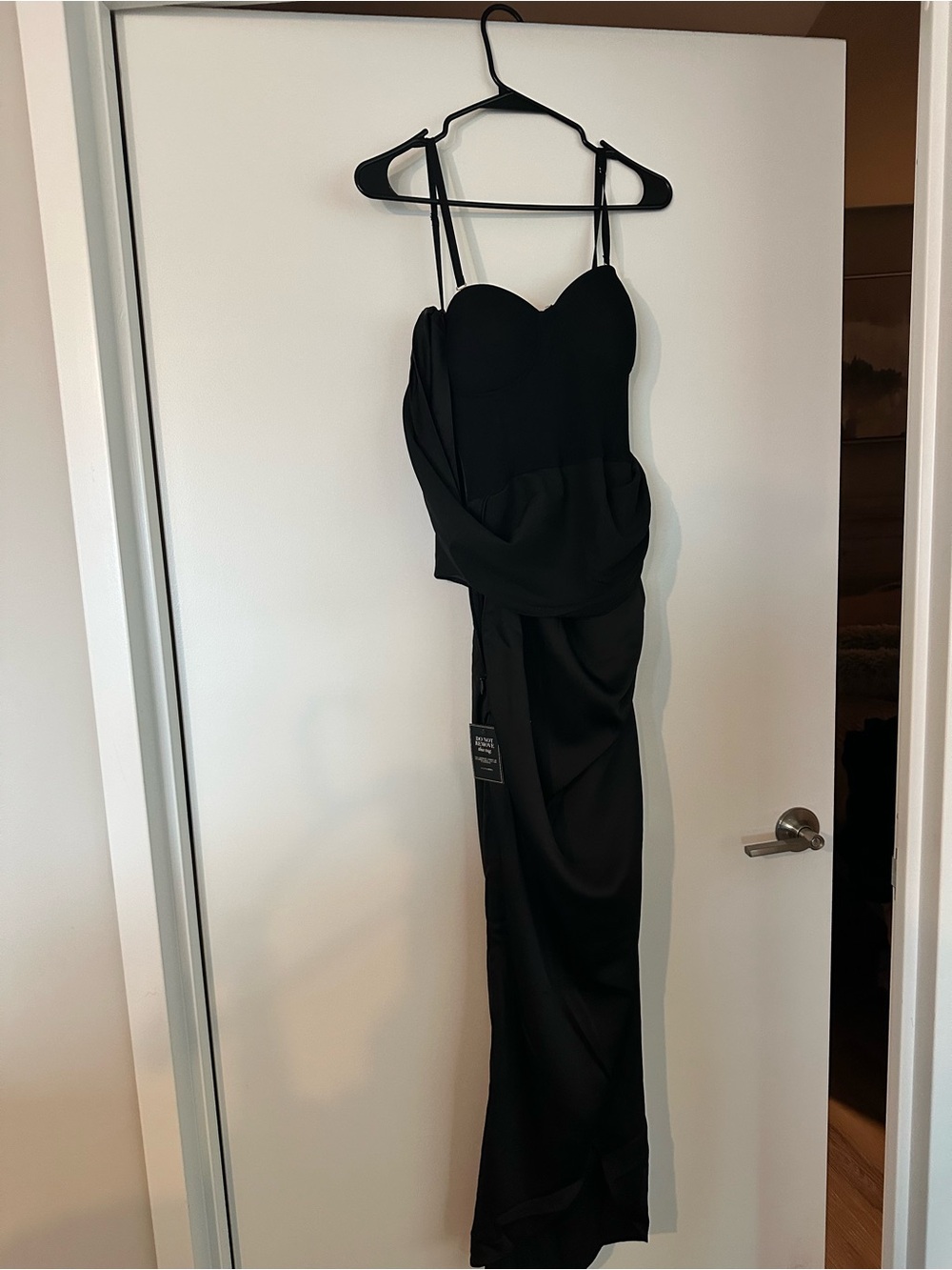 JLUXLABEL - Kristiana Bustier Satin Gown: BLACK